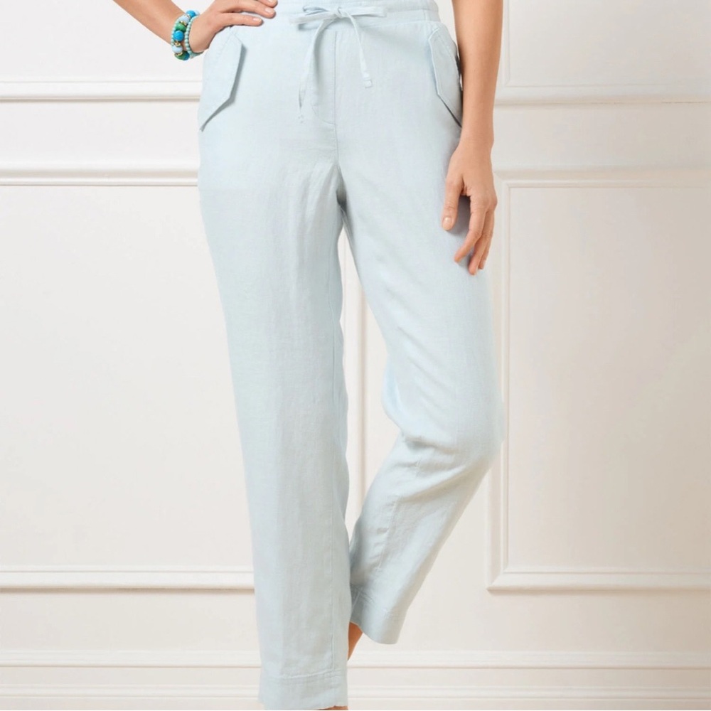 Talbots Baby Blue Linen Trousers - Picture 2 of 7